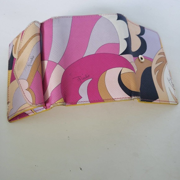 Emilio Pucci Mini Card Holder Bill Coin Colorful Wallet Small Compact Geometric - Picture 6 of 10
